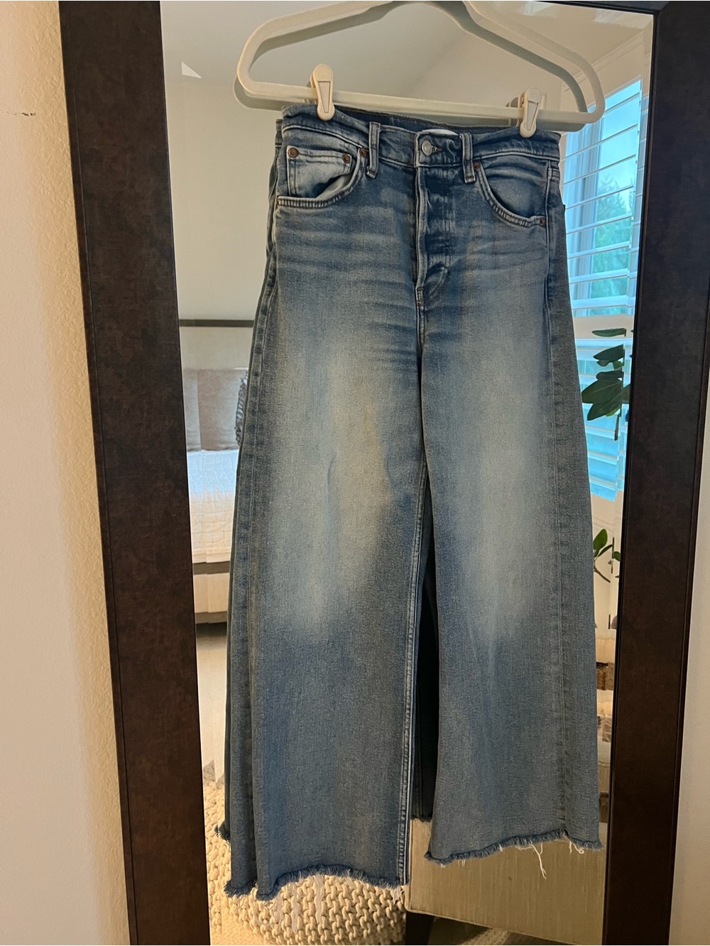 Redone Wide Leg High-Rise Women's Jeans in Light Blue